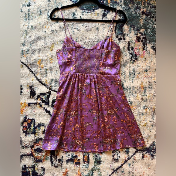 UO Petra Pink Floral Satin Mini Dress - Picture 4 of 9